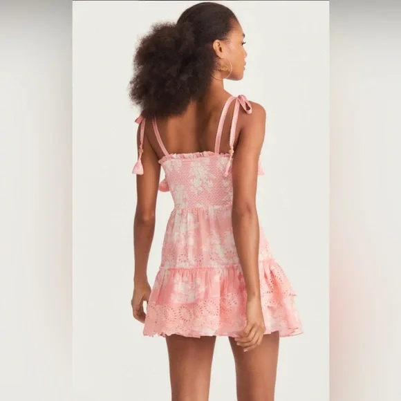 Love Shack Fancy Olani Mini Coral Romance Dress Size Small - Picture 2 of 10